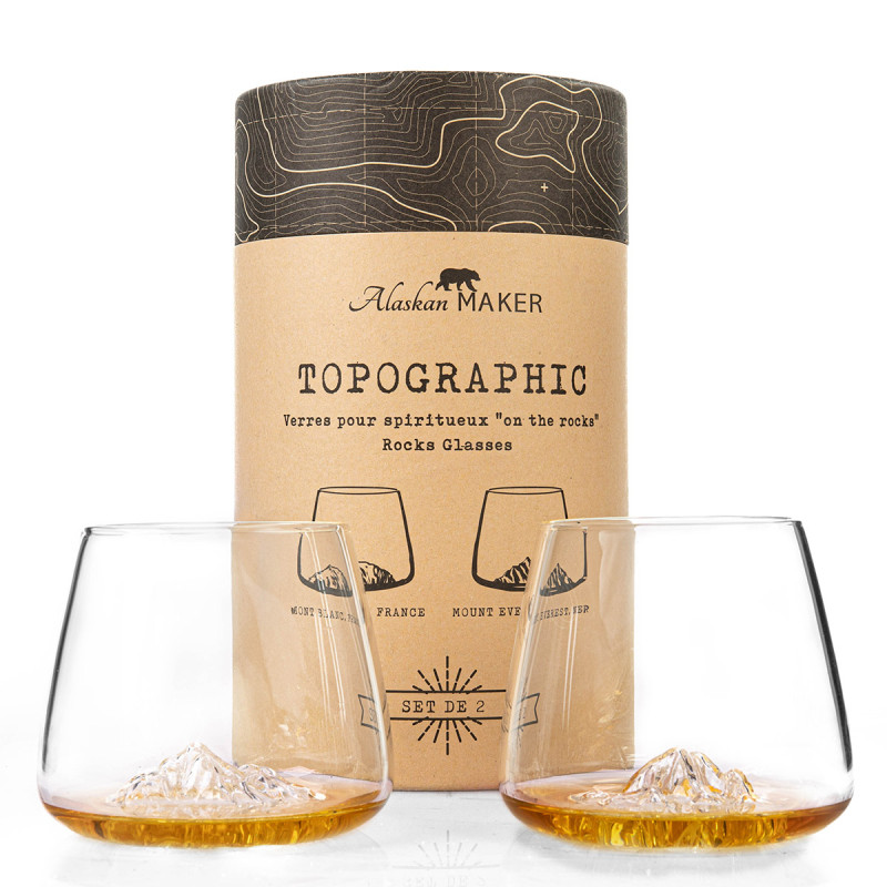 Set de 2 verres Topographic : Everest et Mont Blanc