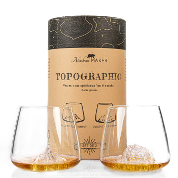 Set of 2 TOPOGRAPHIC Glasses : Zugspitze & Watzmann