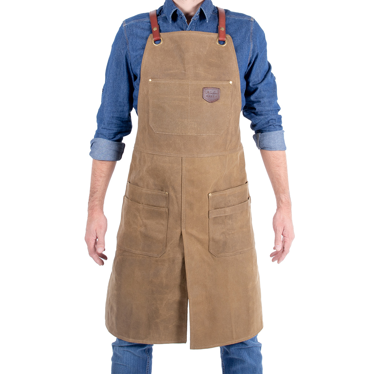 Tablier barbecue en toile waxée et cuir homme - Alaskan Maker