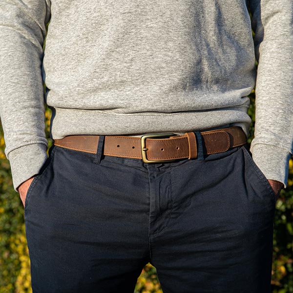 Brown leather belt MUSTANG - Alaskan Maker